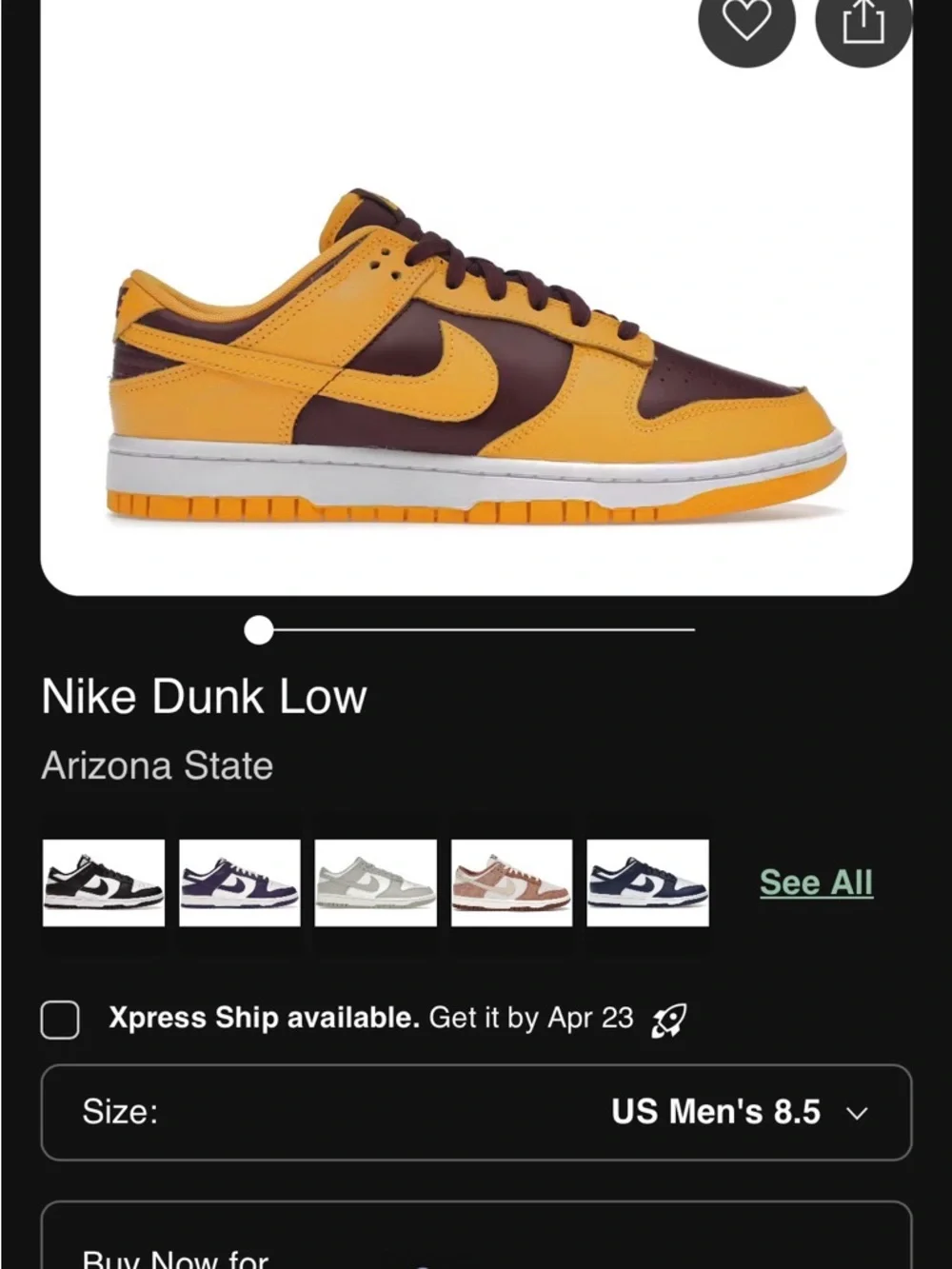 Nike Dunk Low Arizona State ASU Retro Sneakers Men’s Size 8.5 - Picture 10 of 11